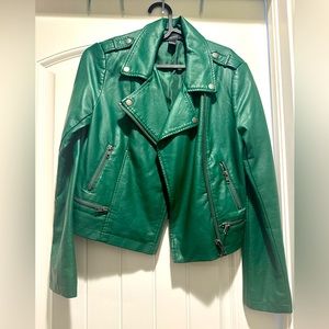 Green faux leather jacket